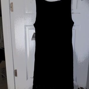 New Ladies Sexy Tiered Hem Black Dress (16W)